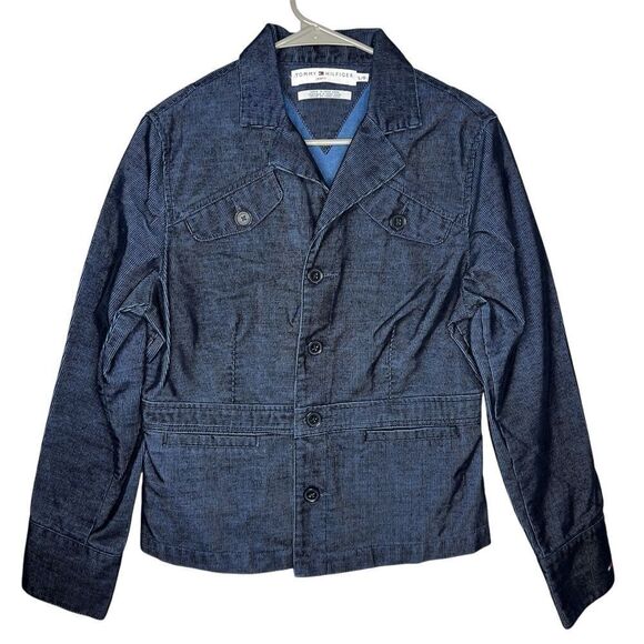Tommy Hilfiger Jeans Navy Blue Corduroy Women’s Blazer Jacket Sz Large - Picture 1 of 10